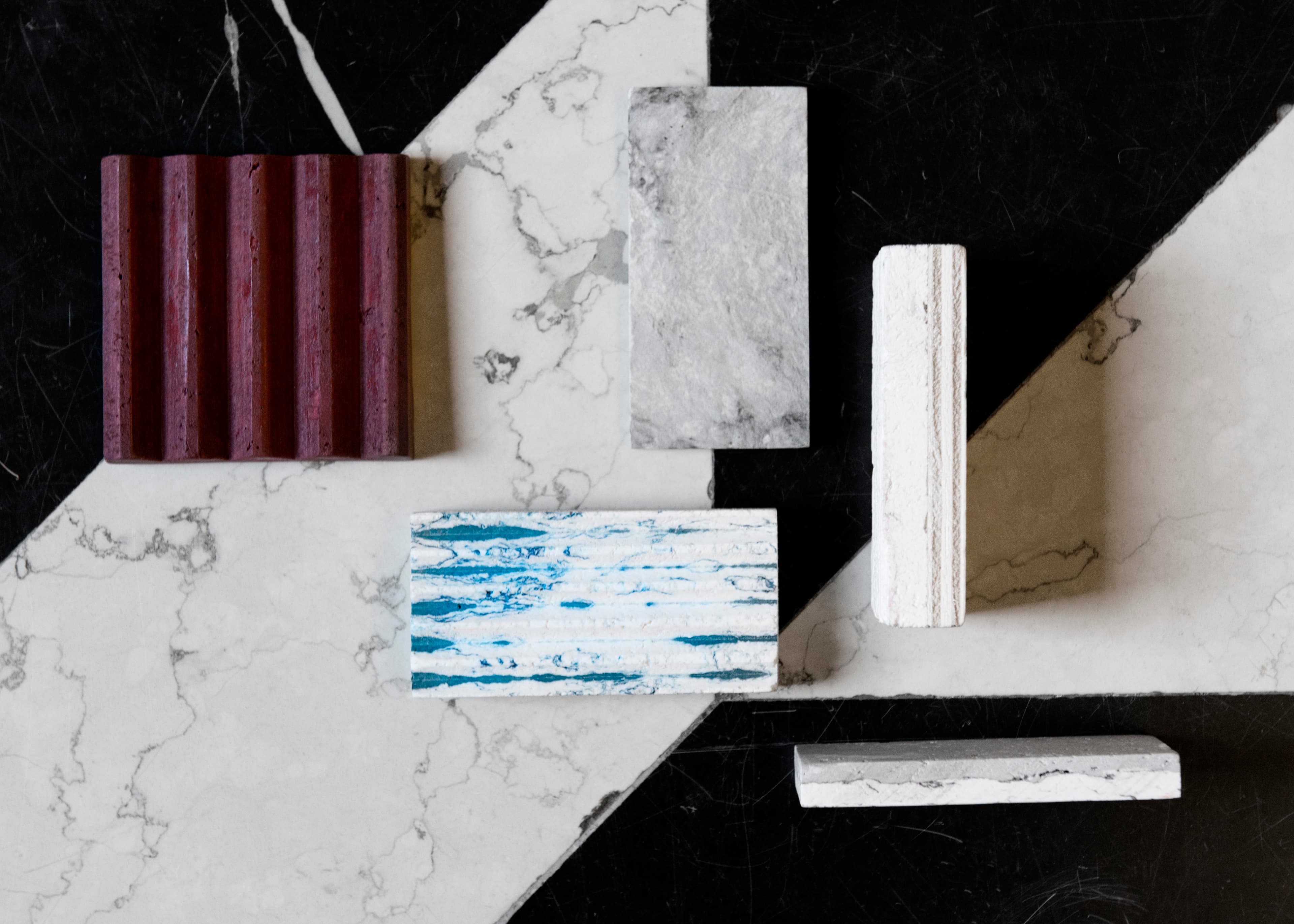 Marble samples and premium materials moodboard